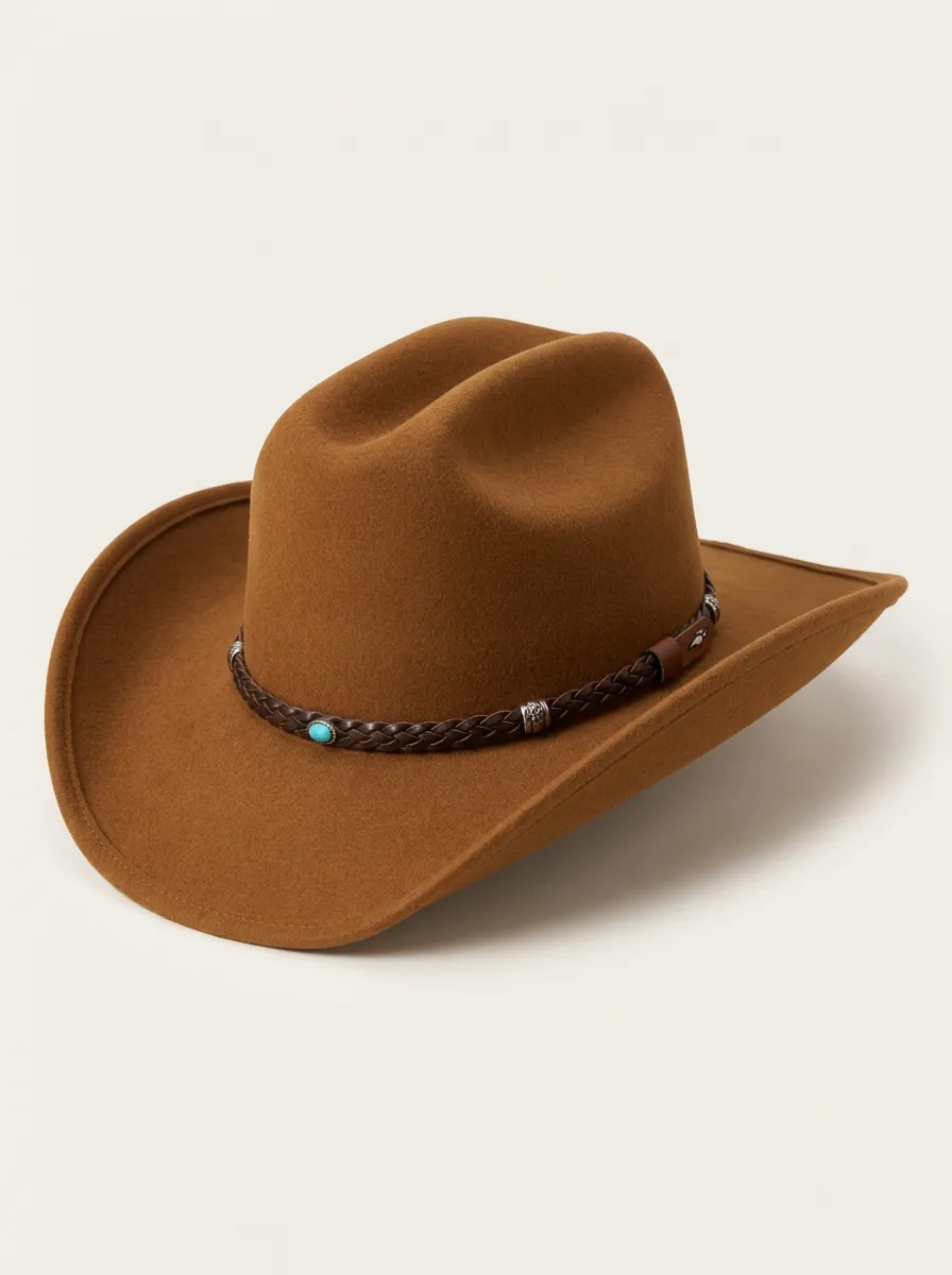 Braided Band Felt Western Hat