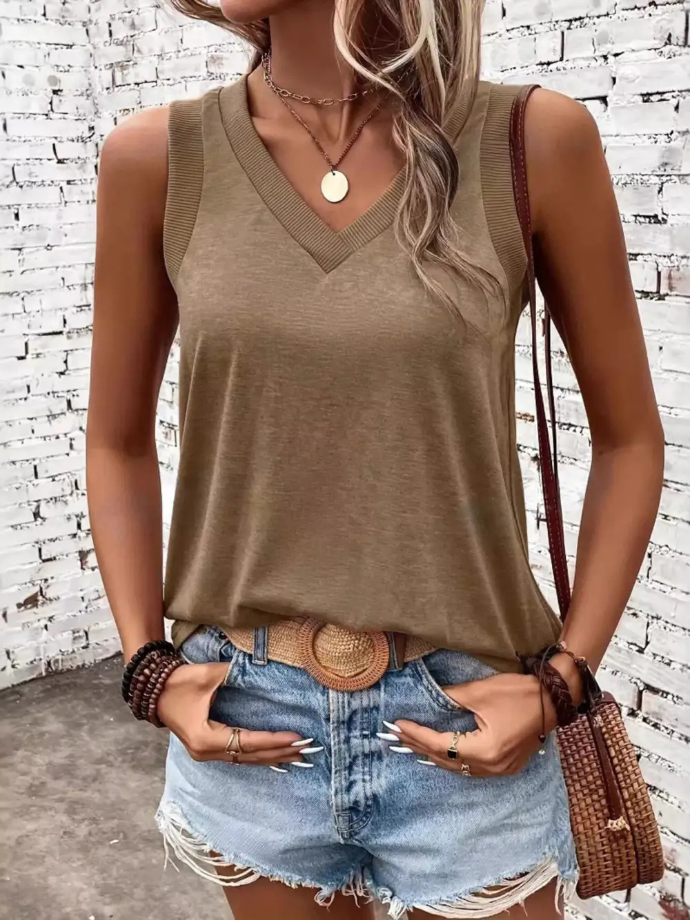 Everyday V-Neck Ribbed Tank Top