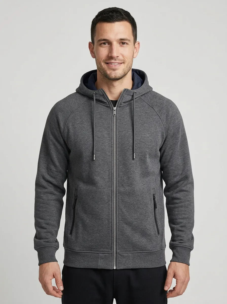 Men's Classic Mountain Graphic Hooded Zip-Up Sports Jacket