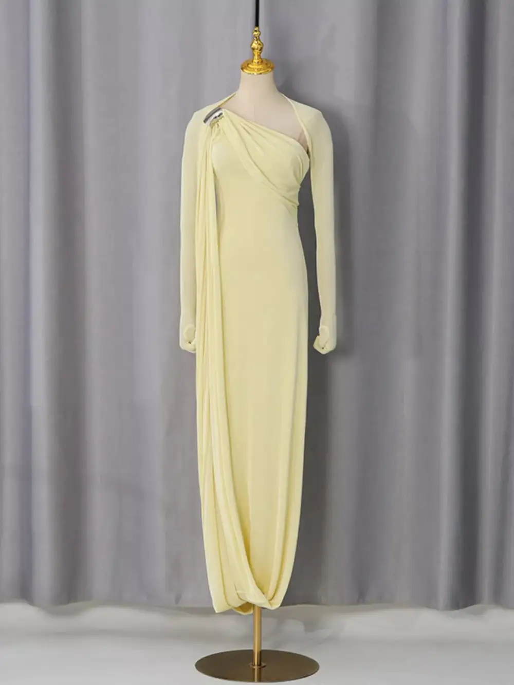 One Shoulder Draped Maxi Dress