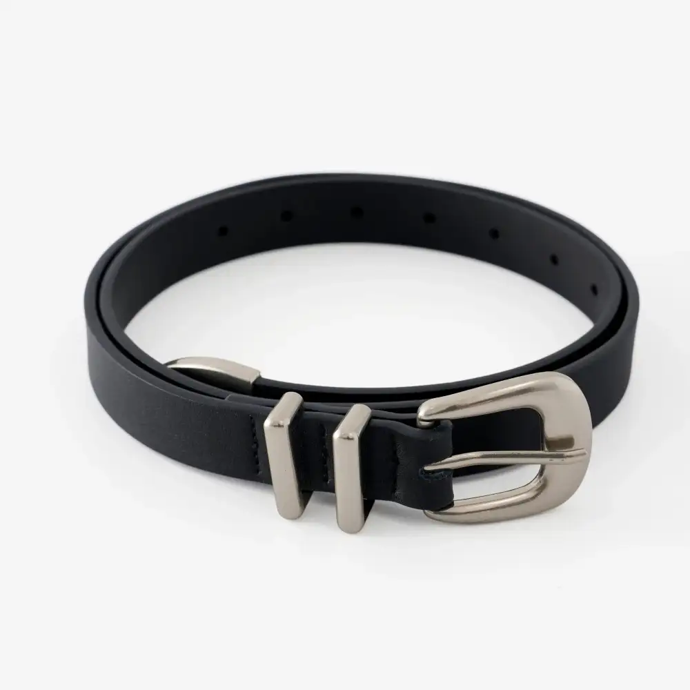 Slim Metal Buckle Leather Belt