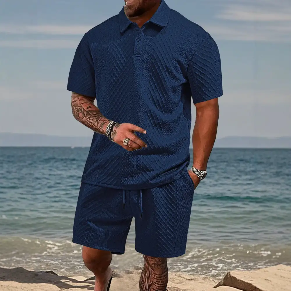 Jacquard Short Sleeve Slim Fit Polo Shirt