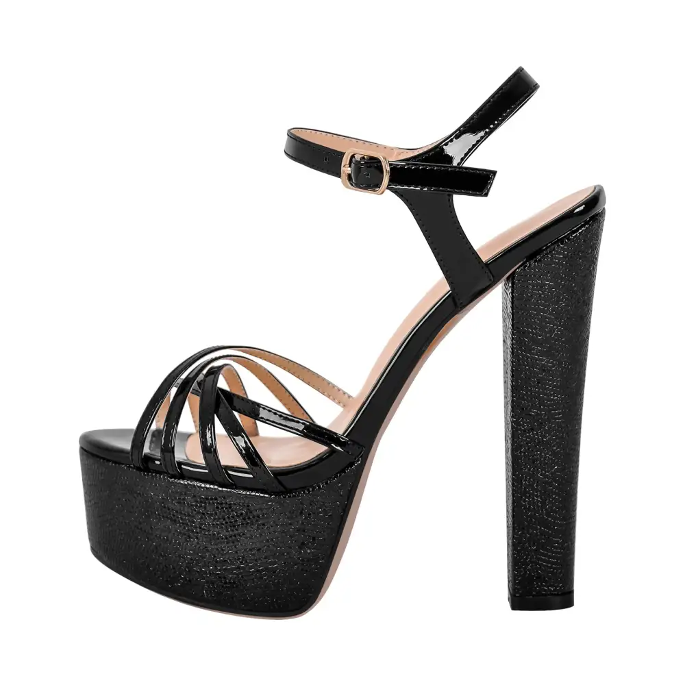 Buckle Strap Platform Chunky High Heel Sandals