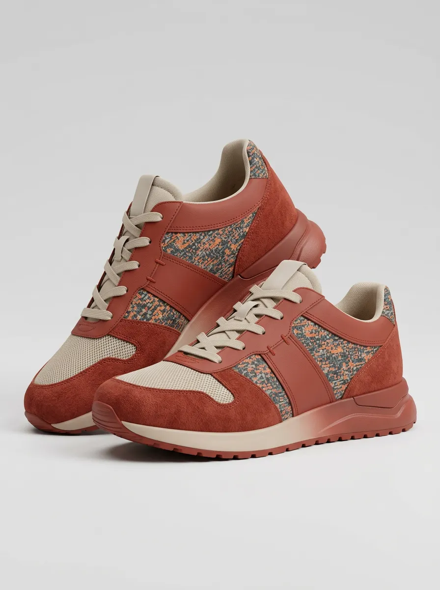 Men's Suede Speckled Pattern Printed Sneakers