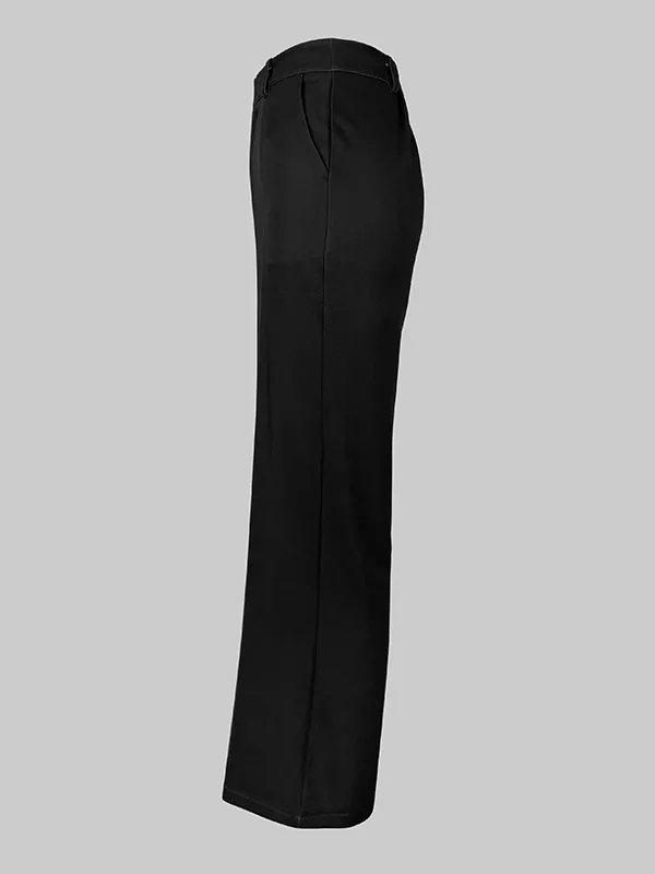 Soft High Waisted Straight Leg Asymmetric Floral Printed Split-Joint Suit Pants