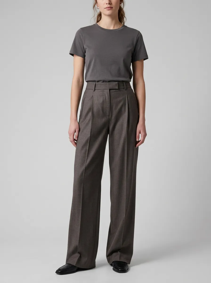 Everyday Urban Pleated High Rise Wide Leg Trousers
