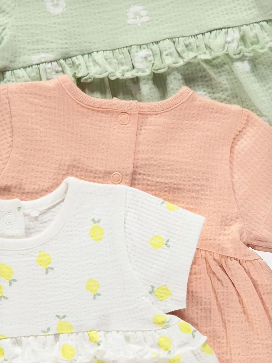 Floral Lemon Prints Peplum Tops 3 Pack