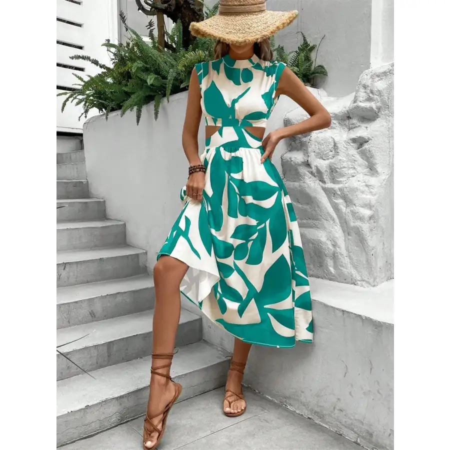 Cutout Cap Sleeve Midi Dress