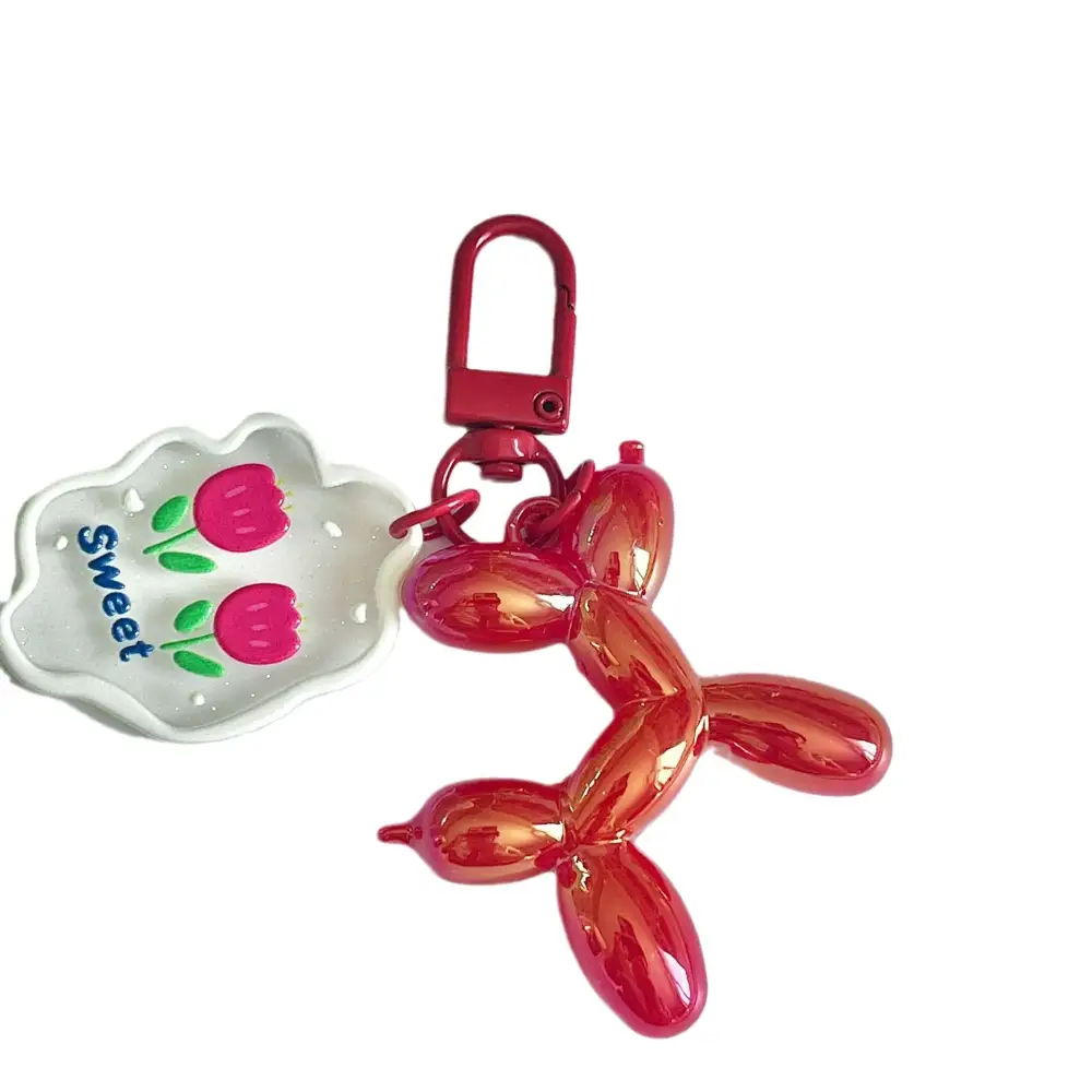 Diy Colorful Chrome Balloon Dog Keychain Charm for Phone