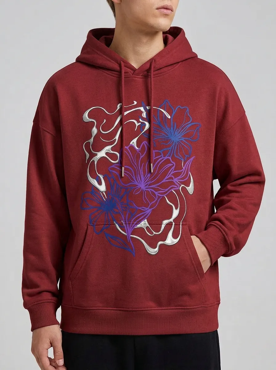 Unisex Floral Liquid Metal Hoodie