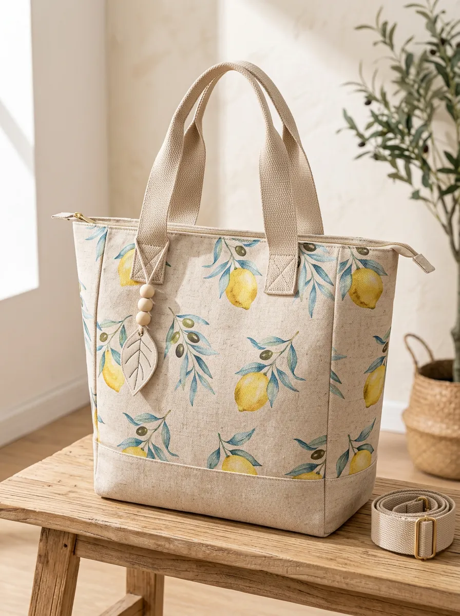 Women's Branch Lemon Canvas Print Shoulder Tote Bag
