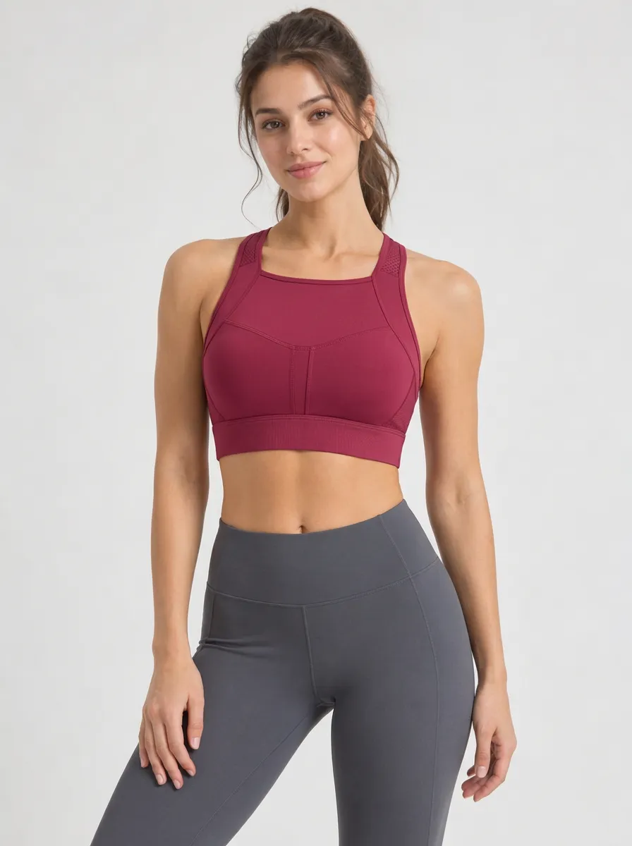 Women's Racerback Mesh Panel Sports Bra