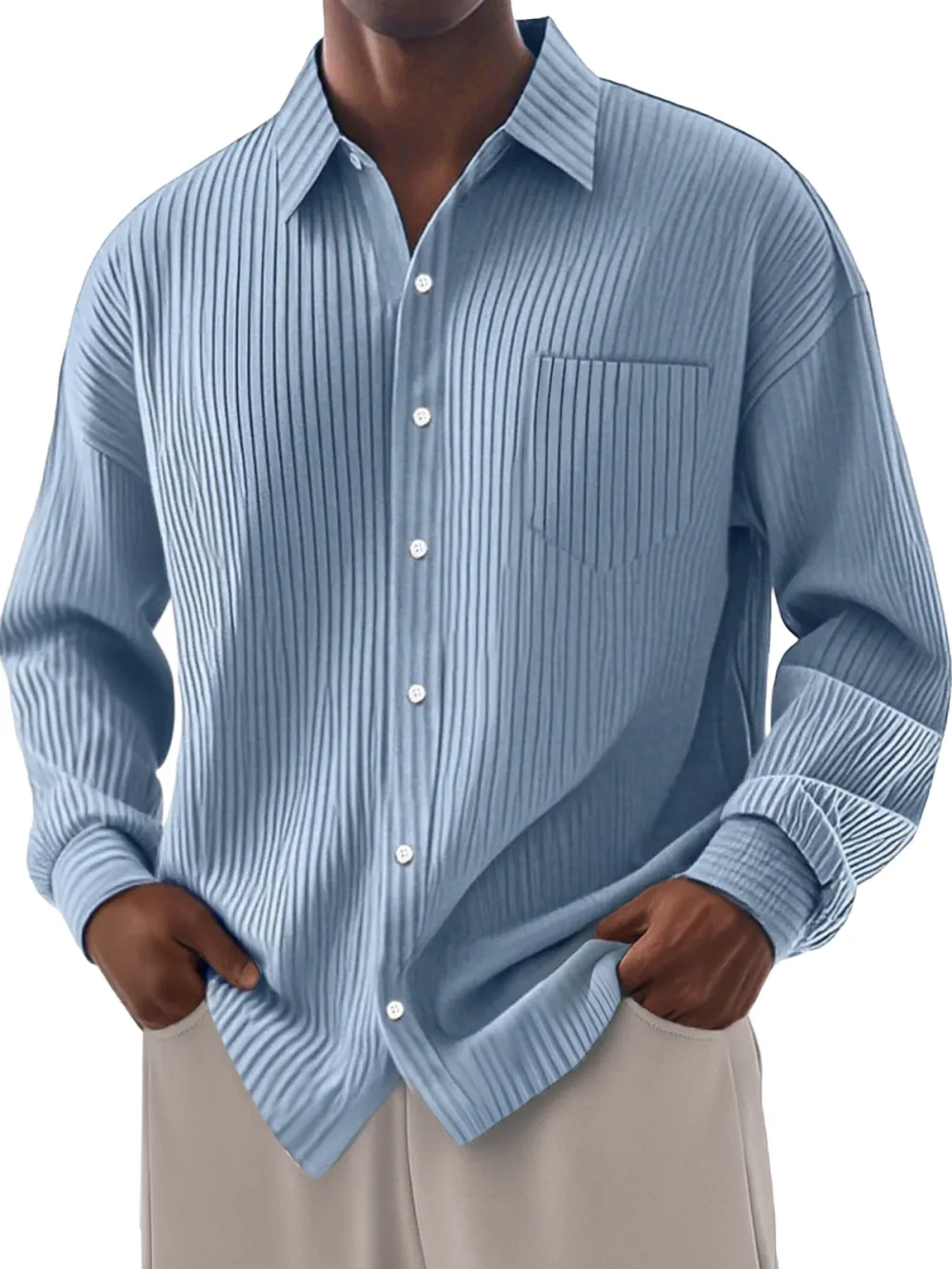 Clean Cut Long Sleeve Button Front Shirt
