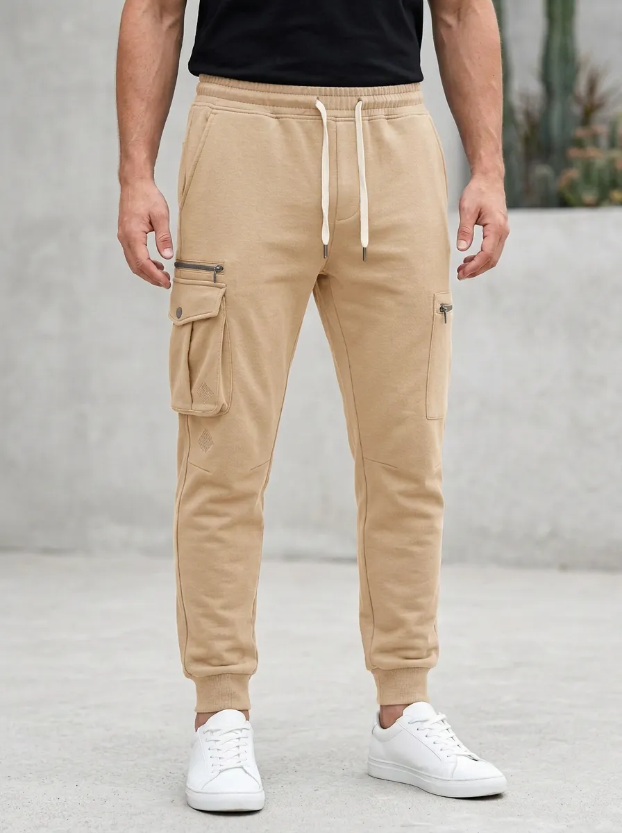 Refined Graphic Print Silhouette Men's Cargo Jogger Pants