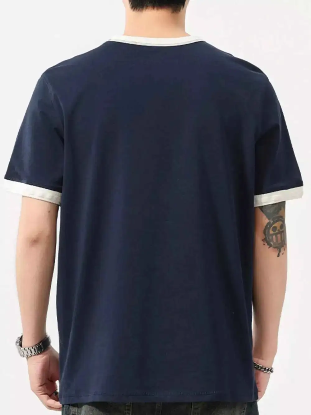 Two-Tone Short Sleeve Graphic T-Shirt