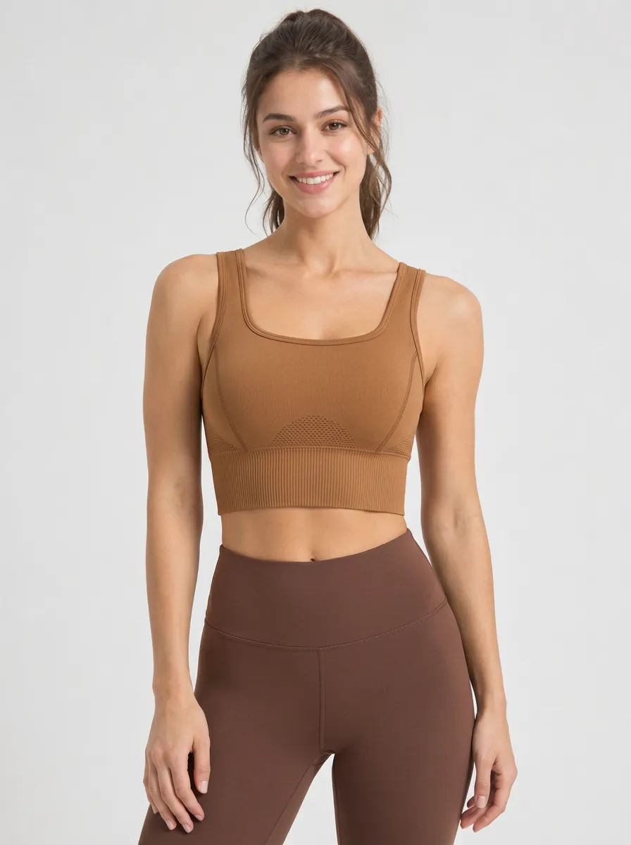 Women's Seamless Ribbed Printed Tank Style Bra
