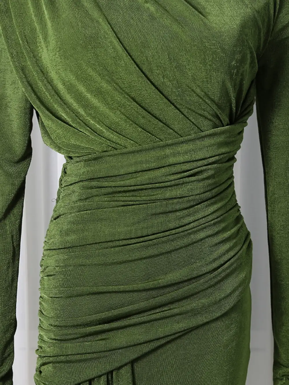 Drape Ruched Long Sleeve Maxi Dress