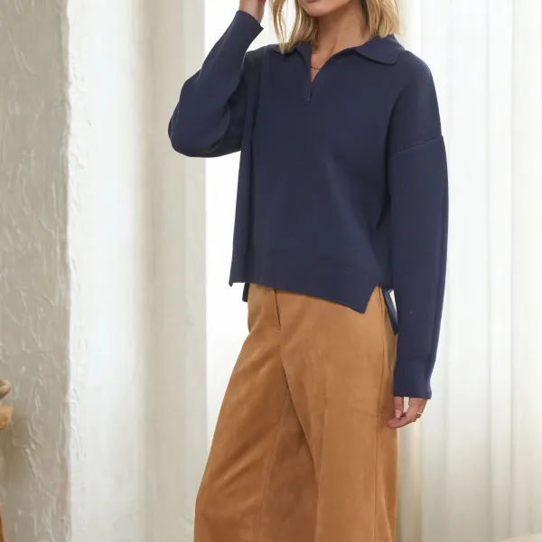 Split Neck Sweater Top