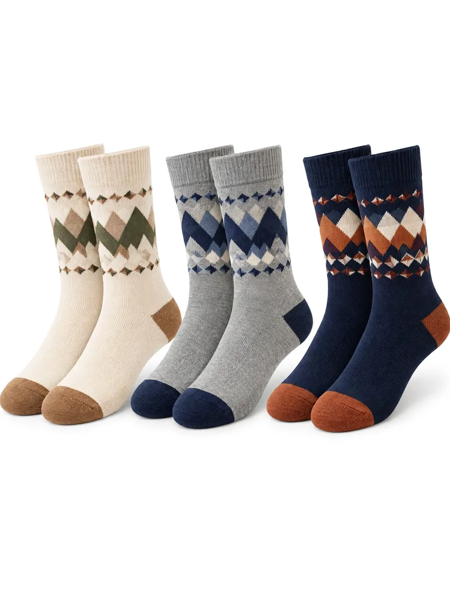 Argyle Inspired Crew Sock Set