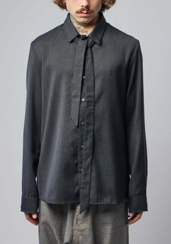 Structured Open Collar Casual Shirt