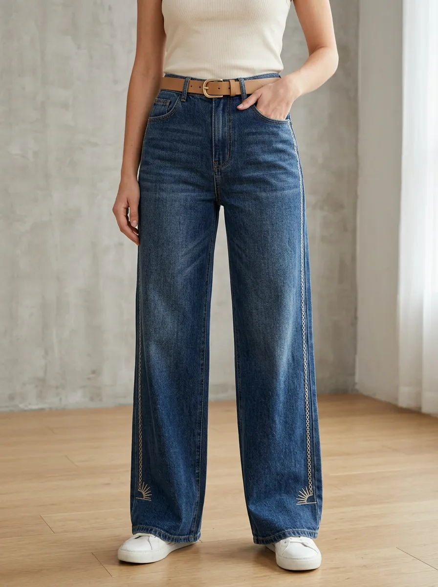 Women's Wide Leg Casual Denim Jeans