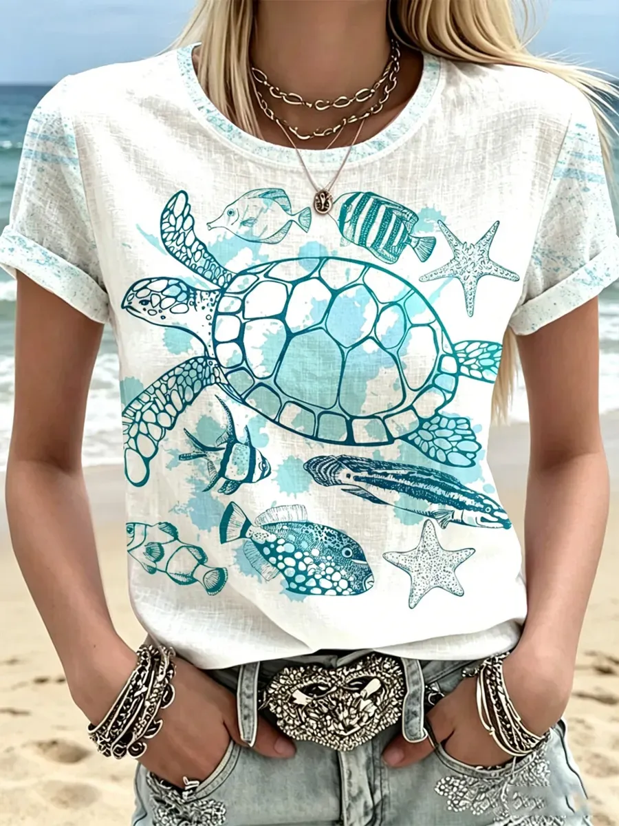 Women's Seas The Day Printed T-shirt