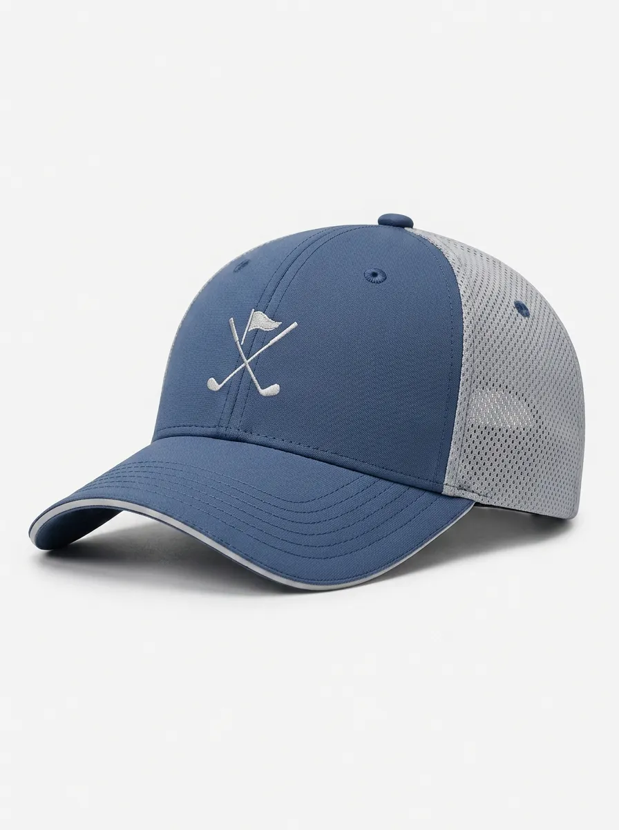 Men's Mesh Cap with Crossed Clubs Embroidery