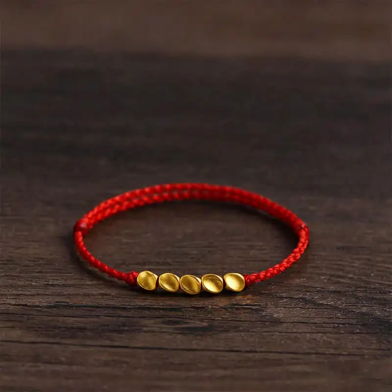 Hand Woven String Twisted Beads Braided Adjustable Bracelet
