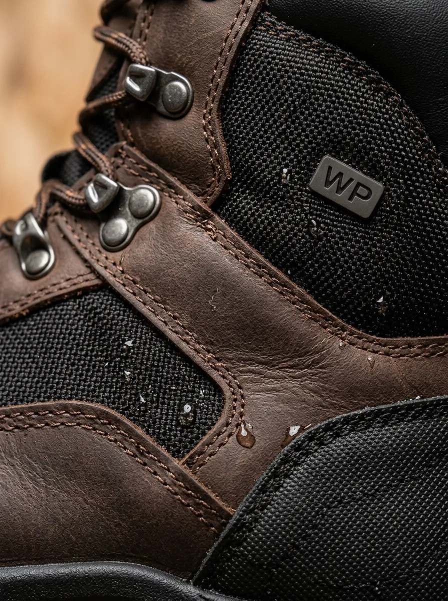 Men's Waterproof Printed Brown Leather Work Boots for Construction