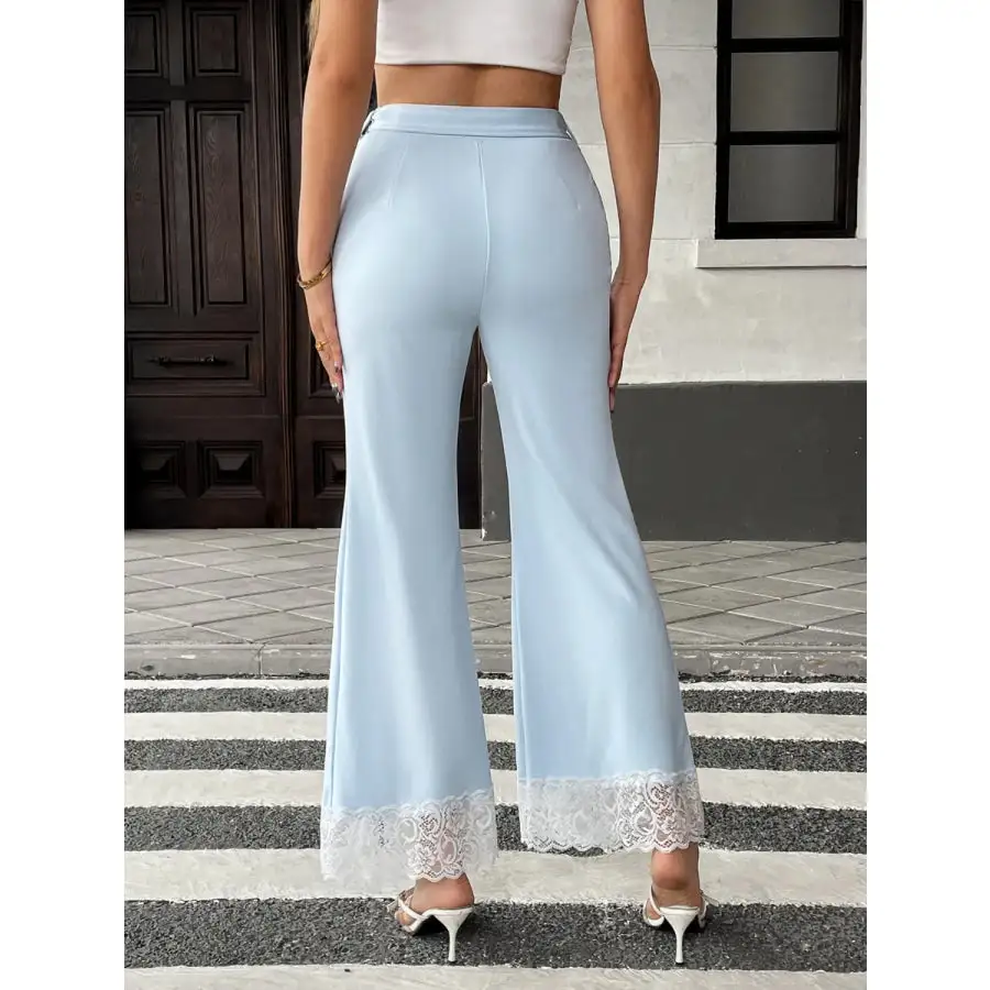 Lace Trim Flare Leg Pants