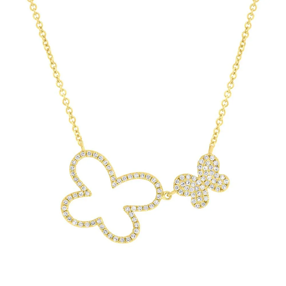 Double Butterfly Diamond Necklace