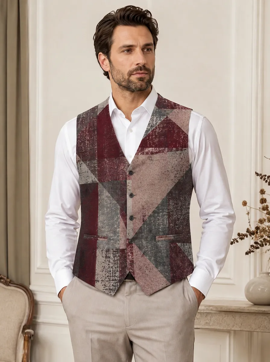 Men's Close-to-body fit Geometric Print Waistcoat