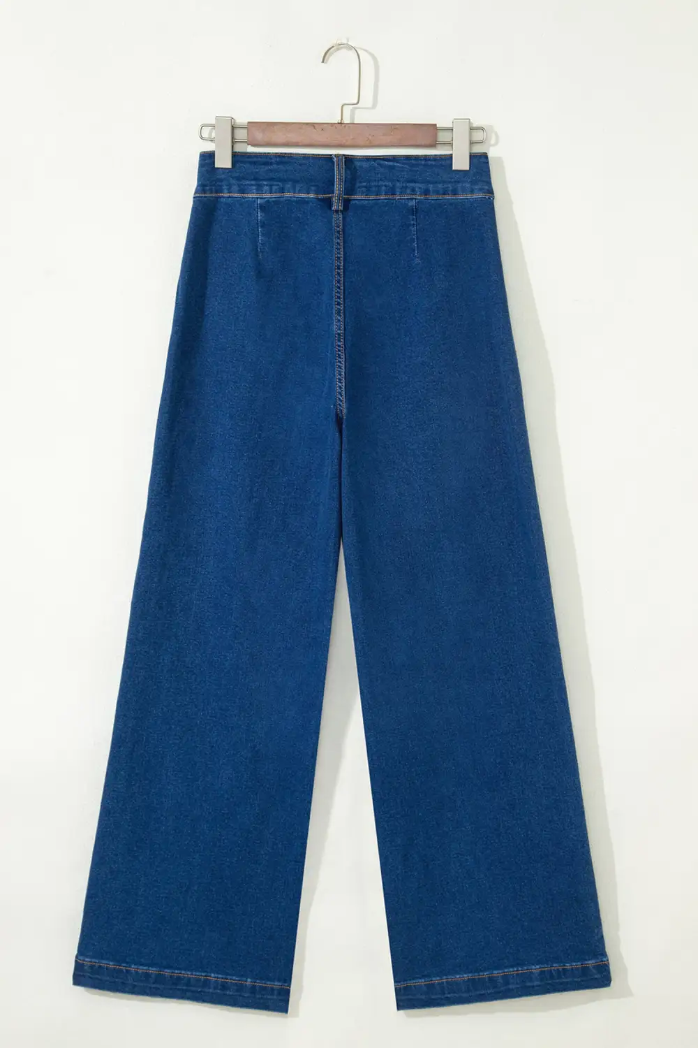 Women's Hardware Decor Patched Pockets Wide Leg Denim Pants