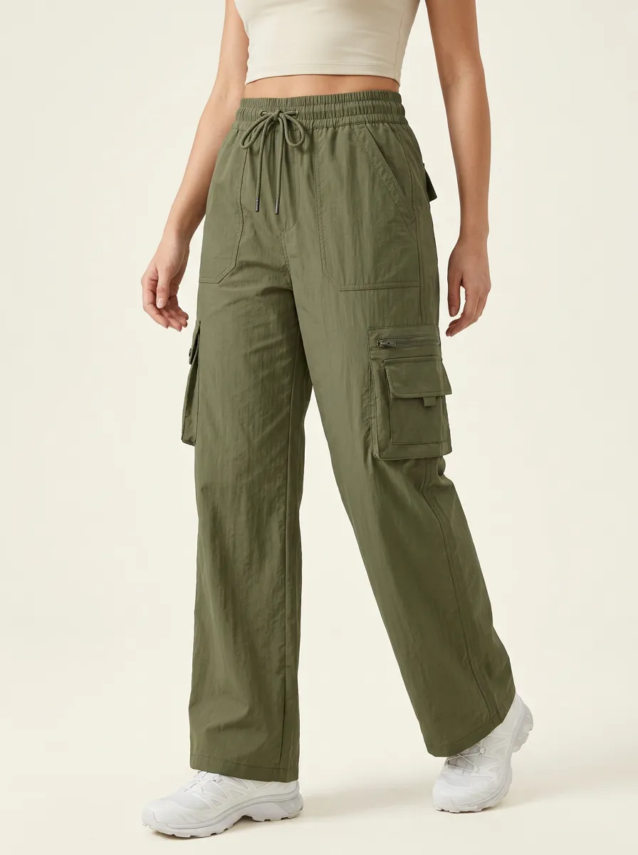 High-Rise Multi-Pocket Pocket Breathable Breathable Cargo Pants