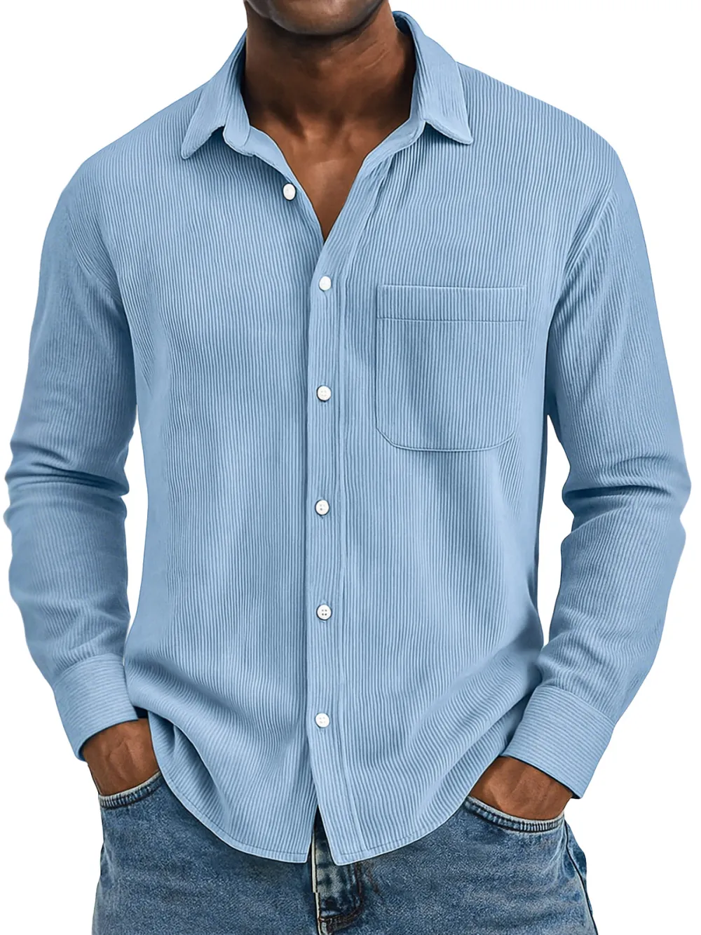 Textured Camp Collar Pocket Shirt