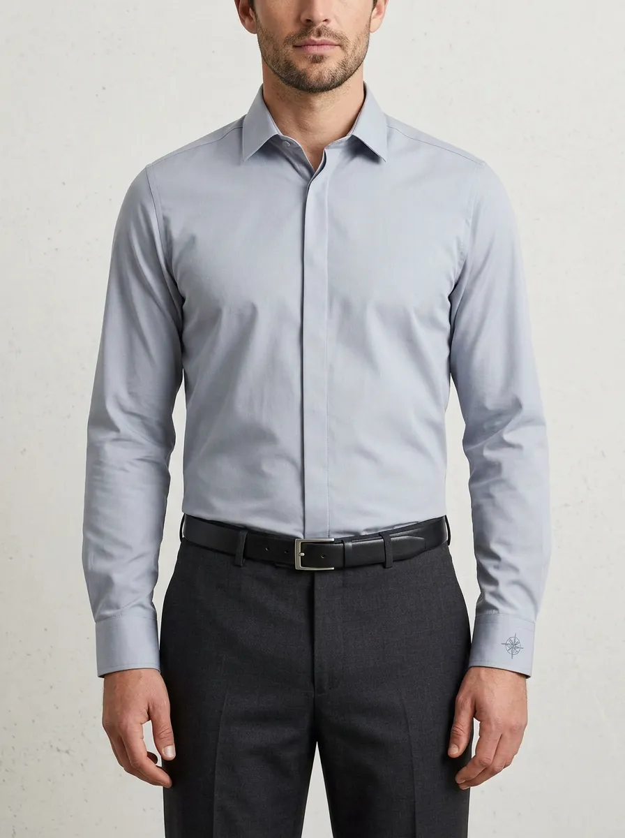 Men's Non-Iron Cotton Compass Cuff Printed Shirt
