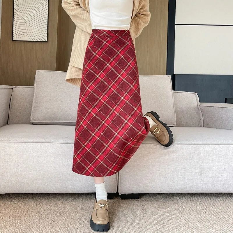 Heritage Plaid Tweed High Waist Pencil Skirt