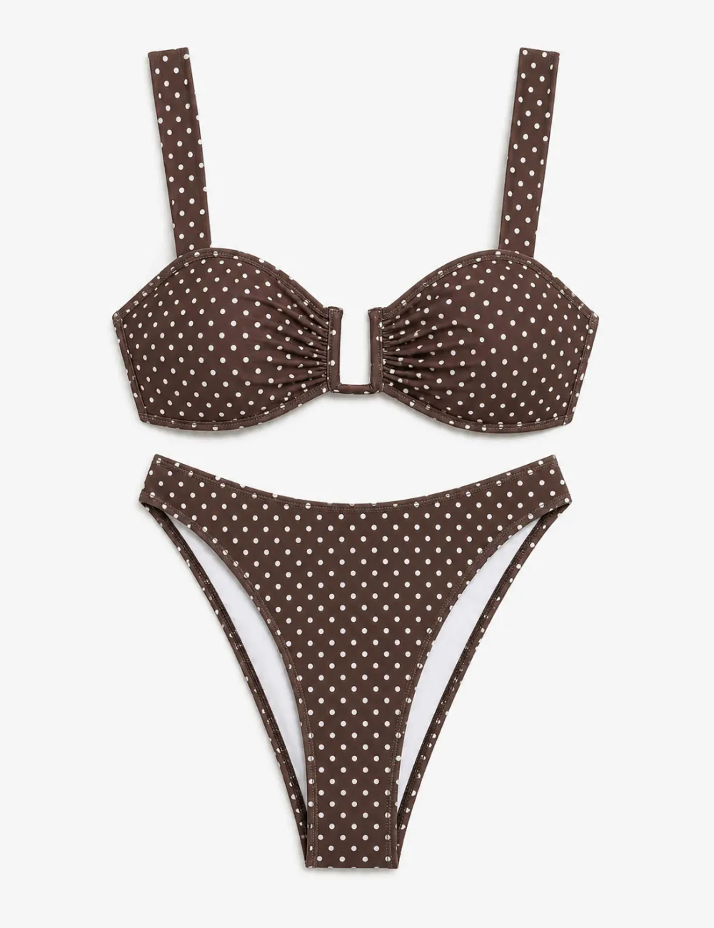 Polka Dot Square Neck Balconette Piece Bikini Set