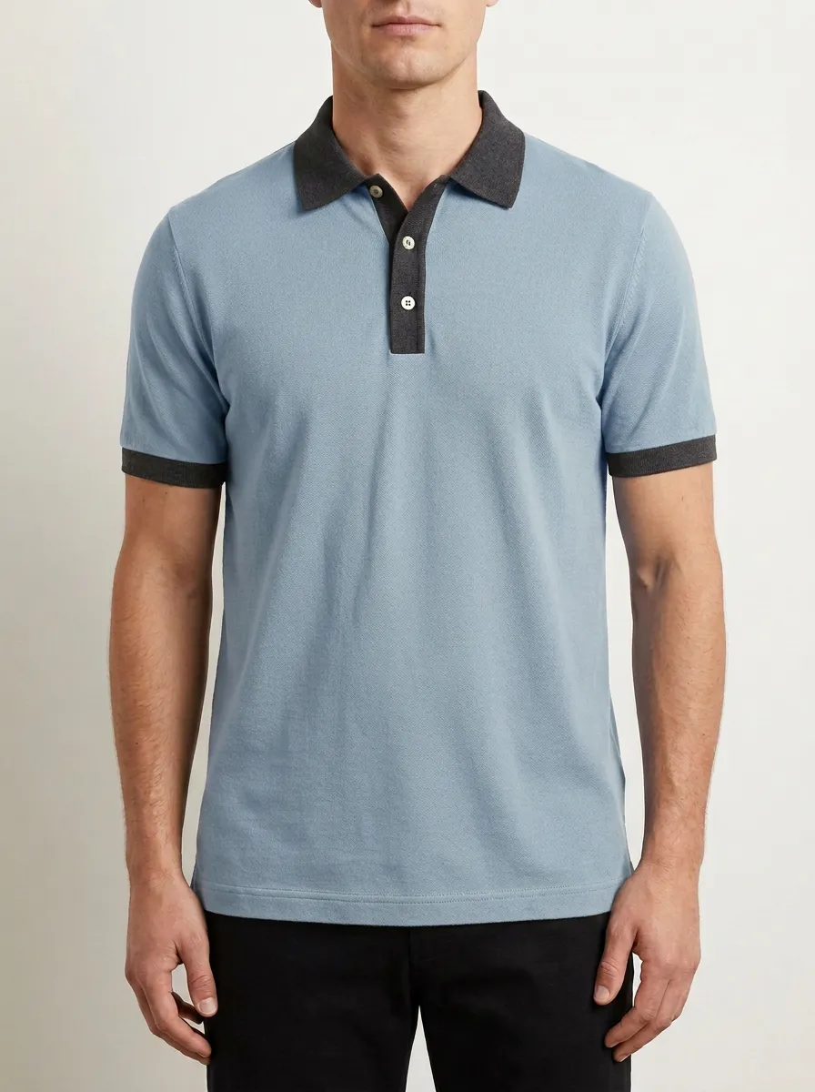 Contrast-Collar Men's Polo Shirt
