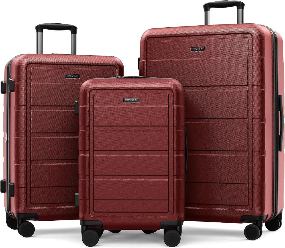 SHOWKOO G-Series Luggage set 3pcs, 100% PC Durable Hardshell Suitcase