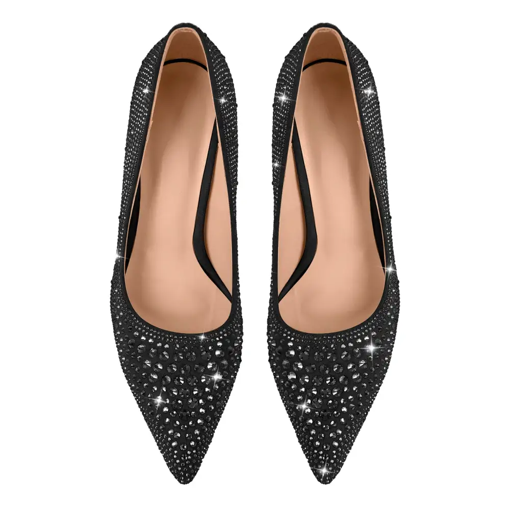 Polished Rhinestone Pointed Toe Stiletto Pumps