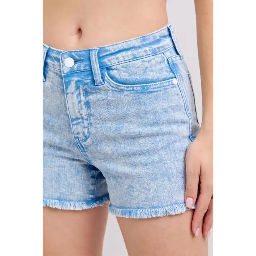 Full Size Mid Rise Garment Dyed Denim Shorts Plus