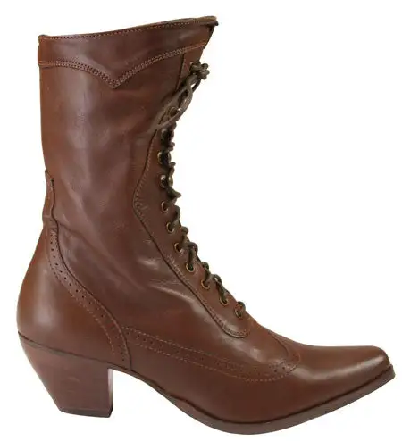 Women's Polished Casual Side Zip Victorian Lace Up Boots