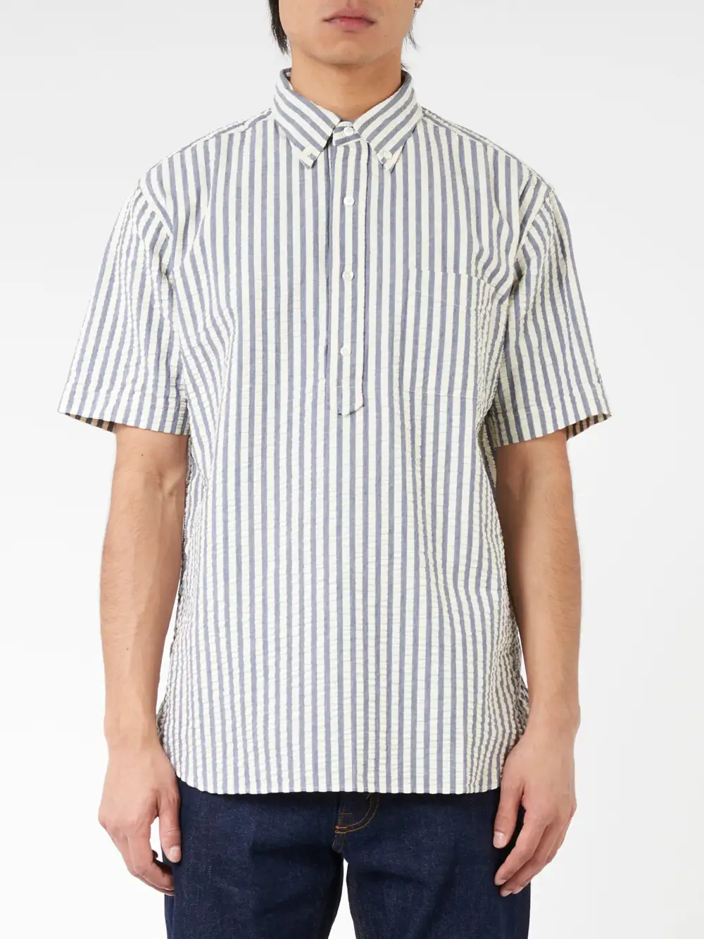 Men's Seersucker Button Down Collar Shirt