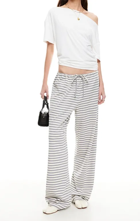 Ash Stripe Low-Rise Lounge Pants