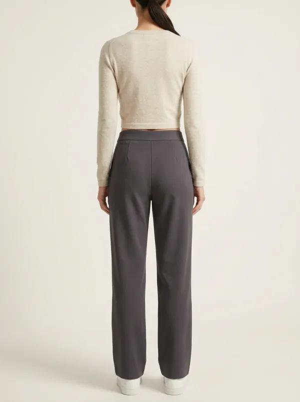 Women's Pleated Tailored High-Rise Straight-Leg Trousers