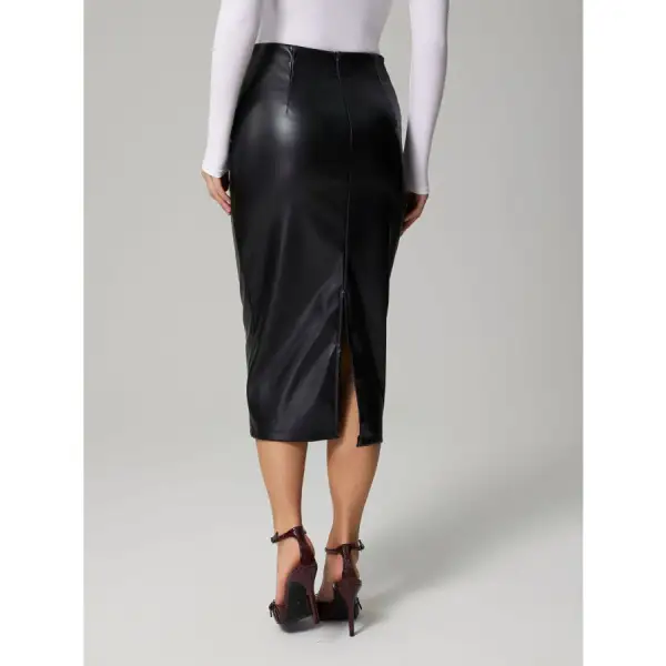 Slit Back Ruched Midi Skirt