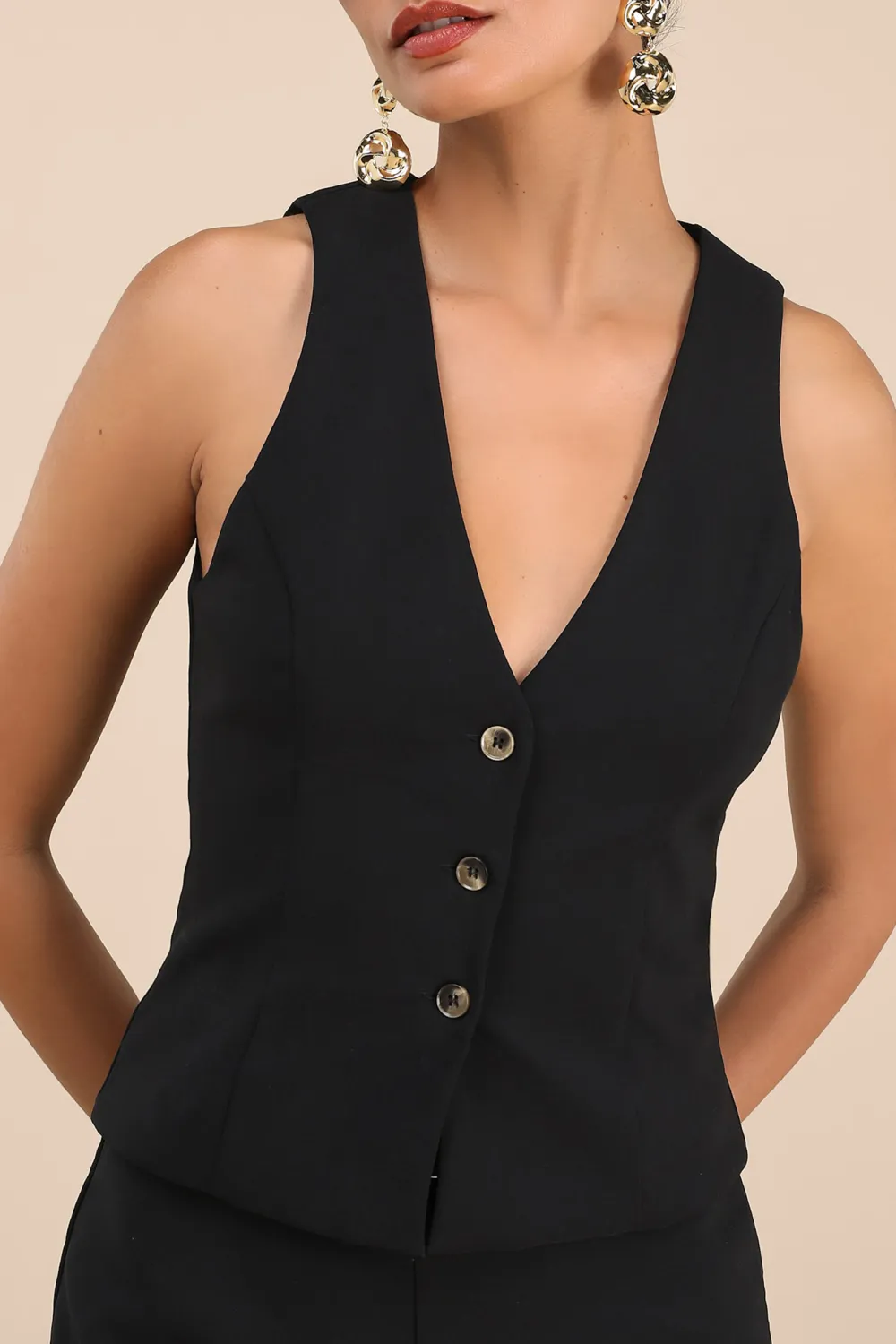 Casual Style Button-Front Vest Top