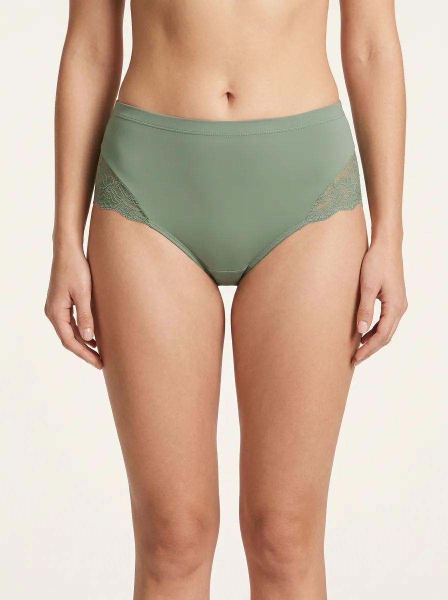 High-Cut Lace-Trimmed Briefs
