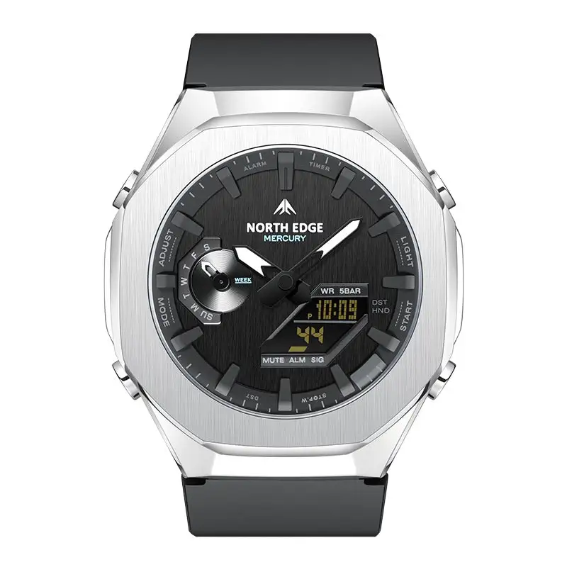 North Edge Outdoor Watch Mercury-Stopwatch Countdown World Time LED Backlight